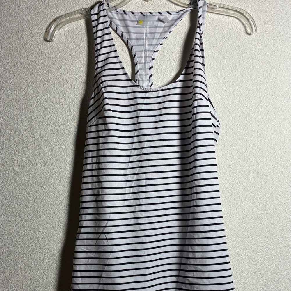 Zella Black and White Striped Tank Top